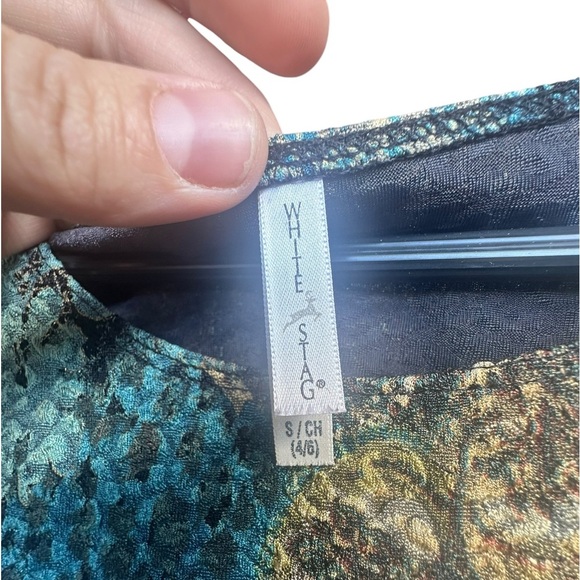 Vintage White Stag Women’s Earth Toned Abstract Print Blouse Size Small Y2K - Picture 4 of 8